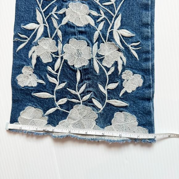 Anthropologie Pilcro Flare Jeans Women’s 26 Floral Embroidered Naturecore Boho - Picture 5 of 16